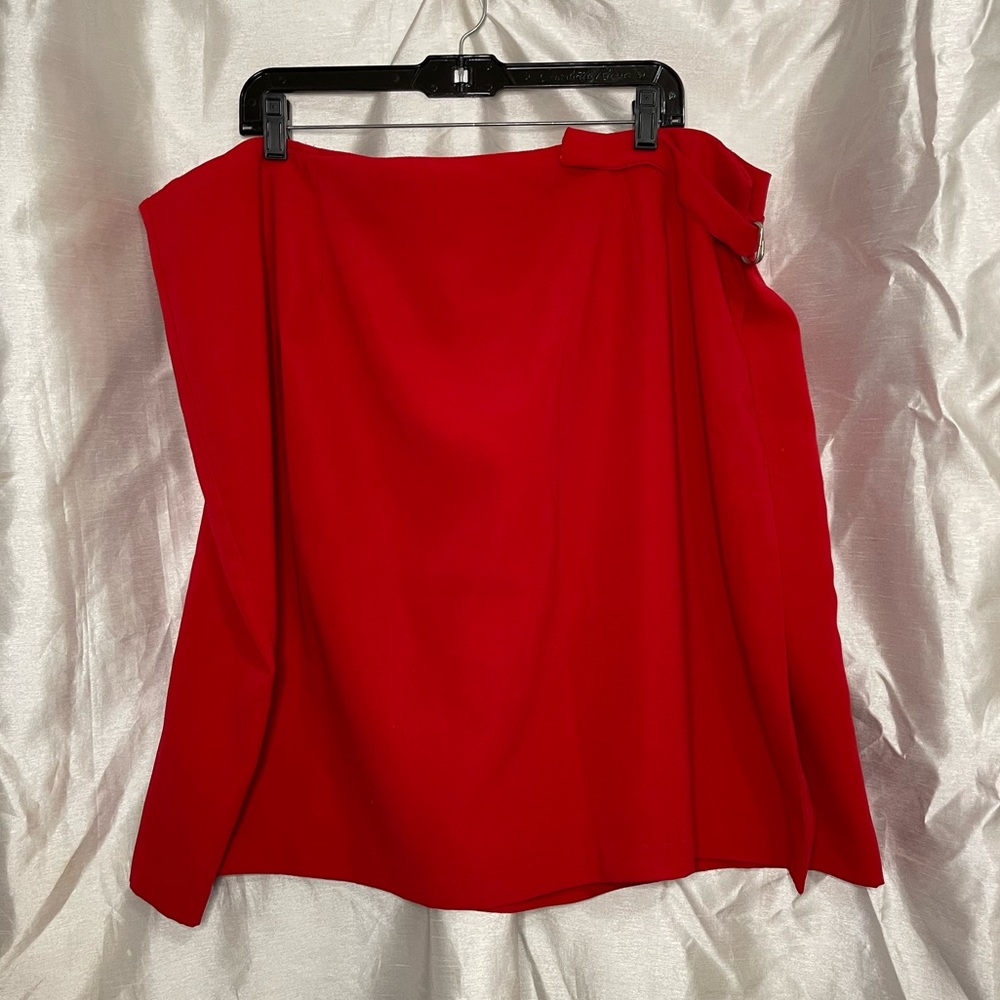 Plus Size VTG 90’s Sexy Red Mini Wrap Skirt w/ Silver Detail Side Tie Buckle